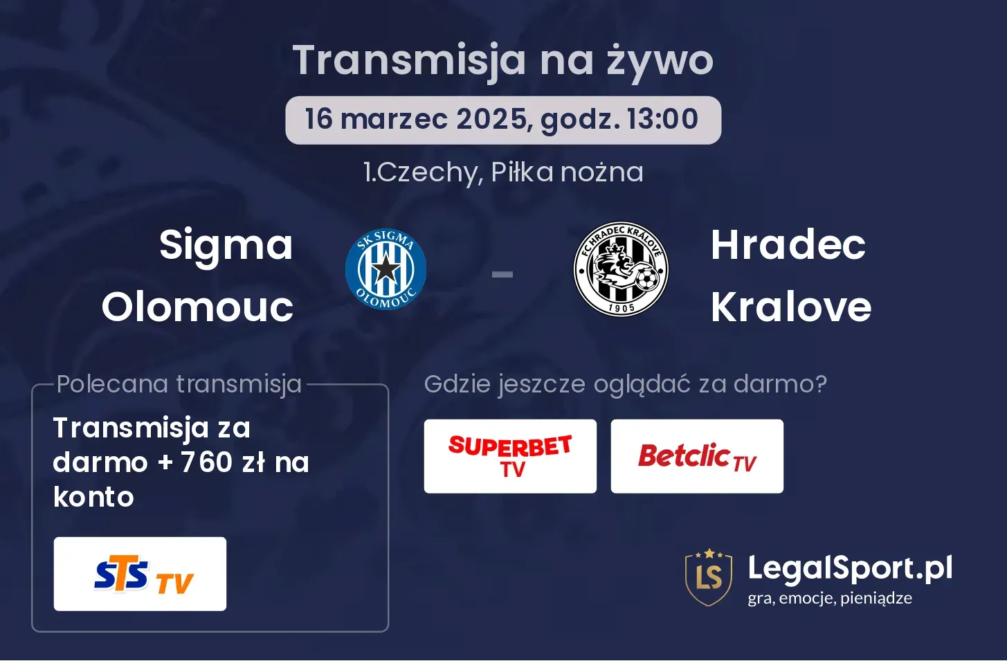 Sigma Olomouc - Hradec Kralove gdzie oglądać?