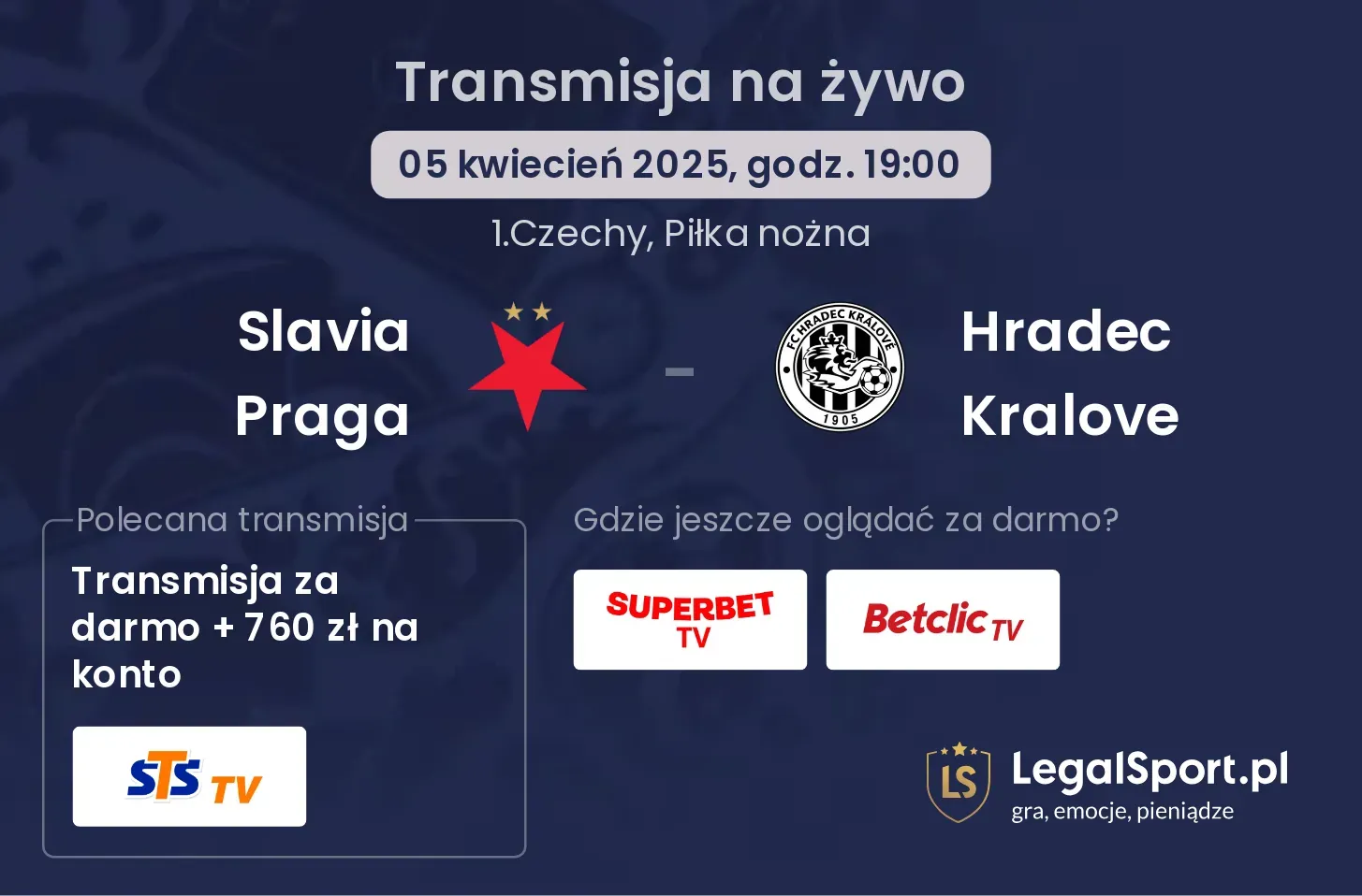 Slavia Praga - Hradec Kralove gdzie oglądać?