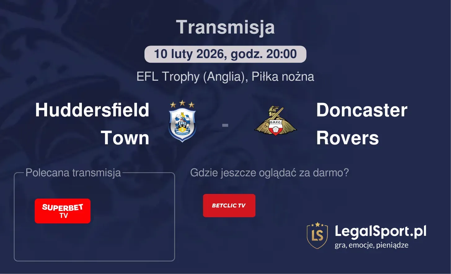Huddersfield Town - Doncaster Rovers Transmisje