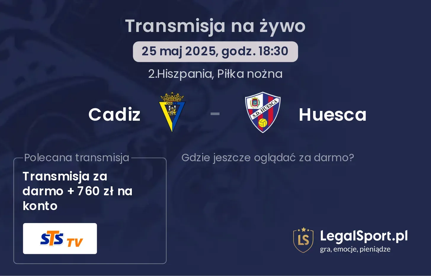 Cadiz - Huesca gdzie oglądać?