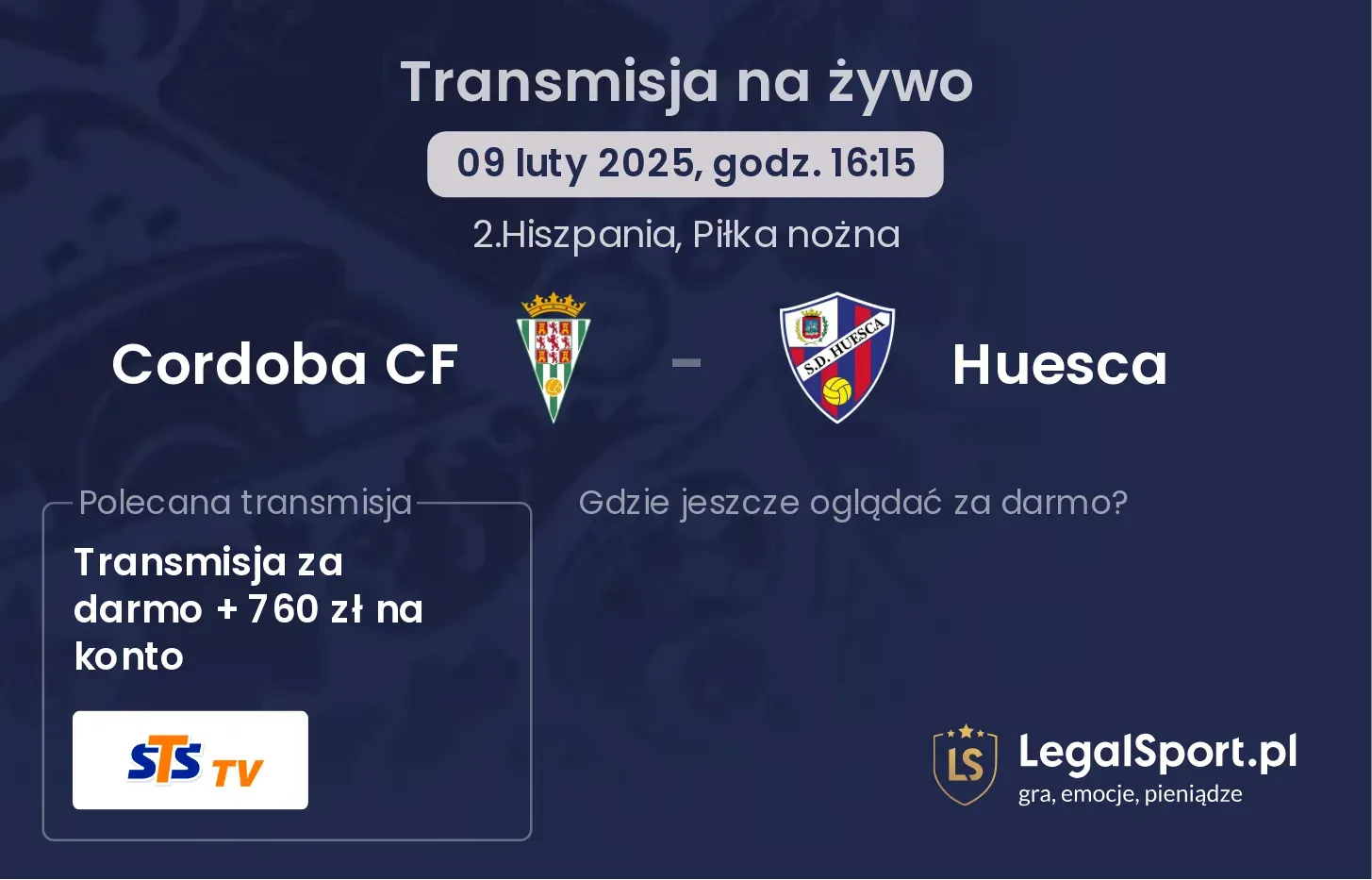 Cordoba CF - Huesca gdzie oglądać transmisję?