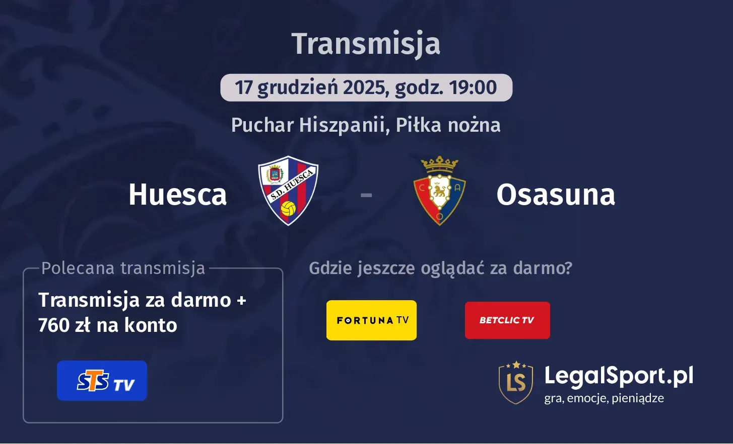 Huesca - Osasuna Transmisje