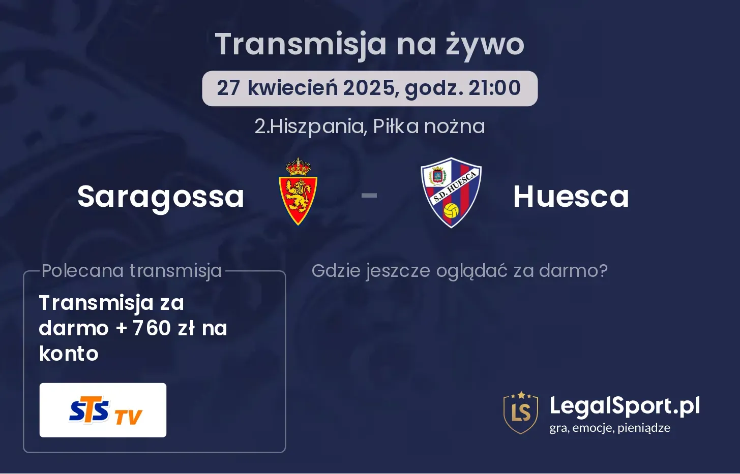 Huesca - Saragossa transmisja na żywo