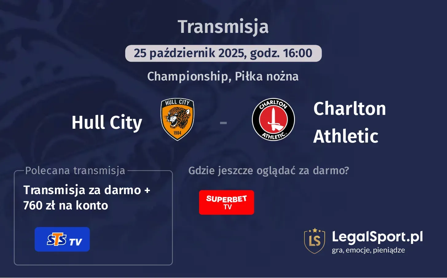 Hull City - Charlton Athletic Transmisje