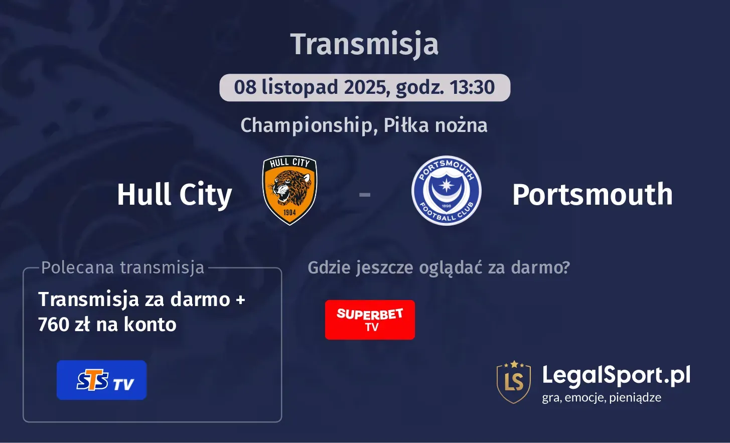 Hull City - Portsmouth Transmisje
