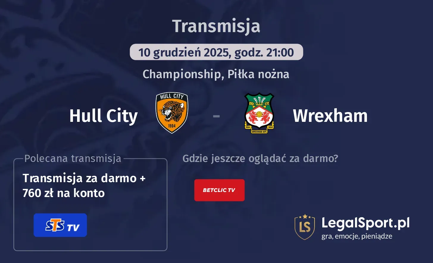 Hull City - Wrexham Transmisje