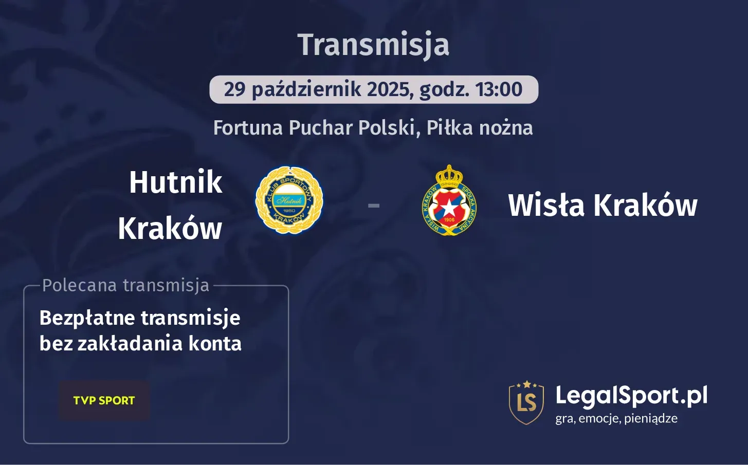 Hutnik Kraków - Wisła Kraków Transmisje
