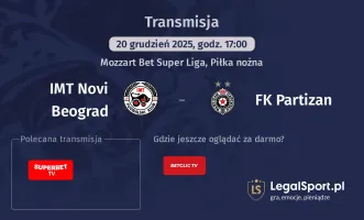 IMT Novi Beograd - FK Partizan gdzie oglądać (20.12.2025)