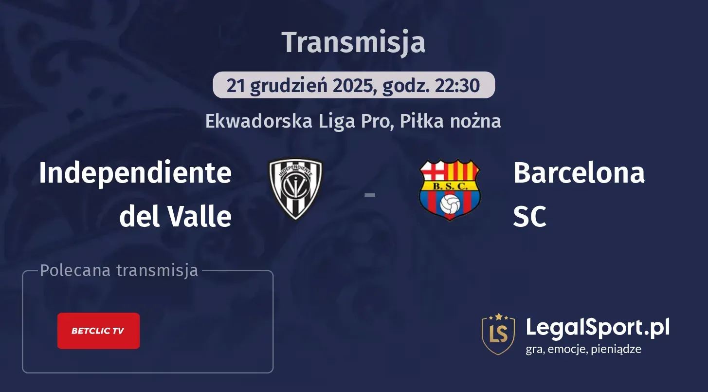 Independiente del Valle - Barcelona SC Transmisje