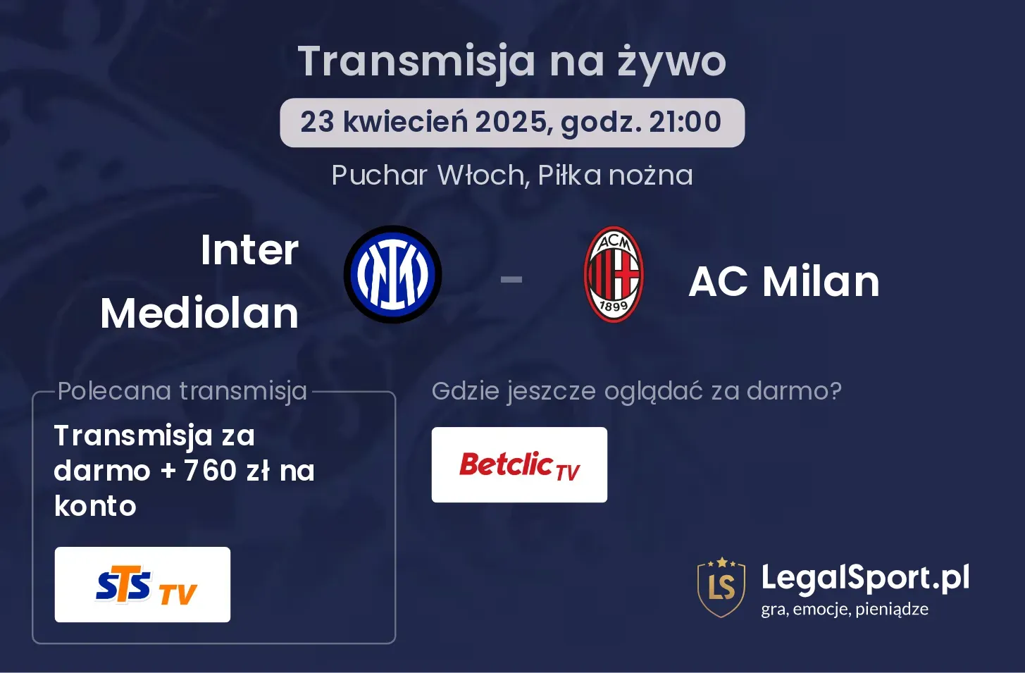 Inter Mediolan - AC Milan gdzie oglądać transmisję?