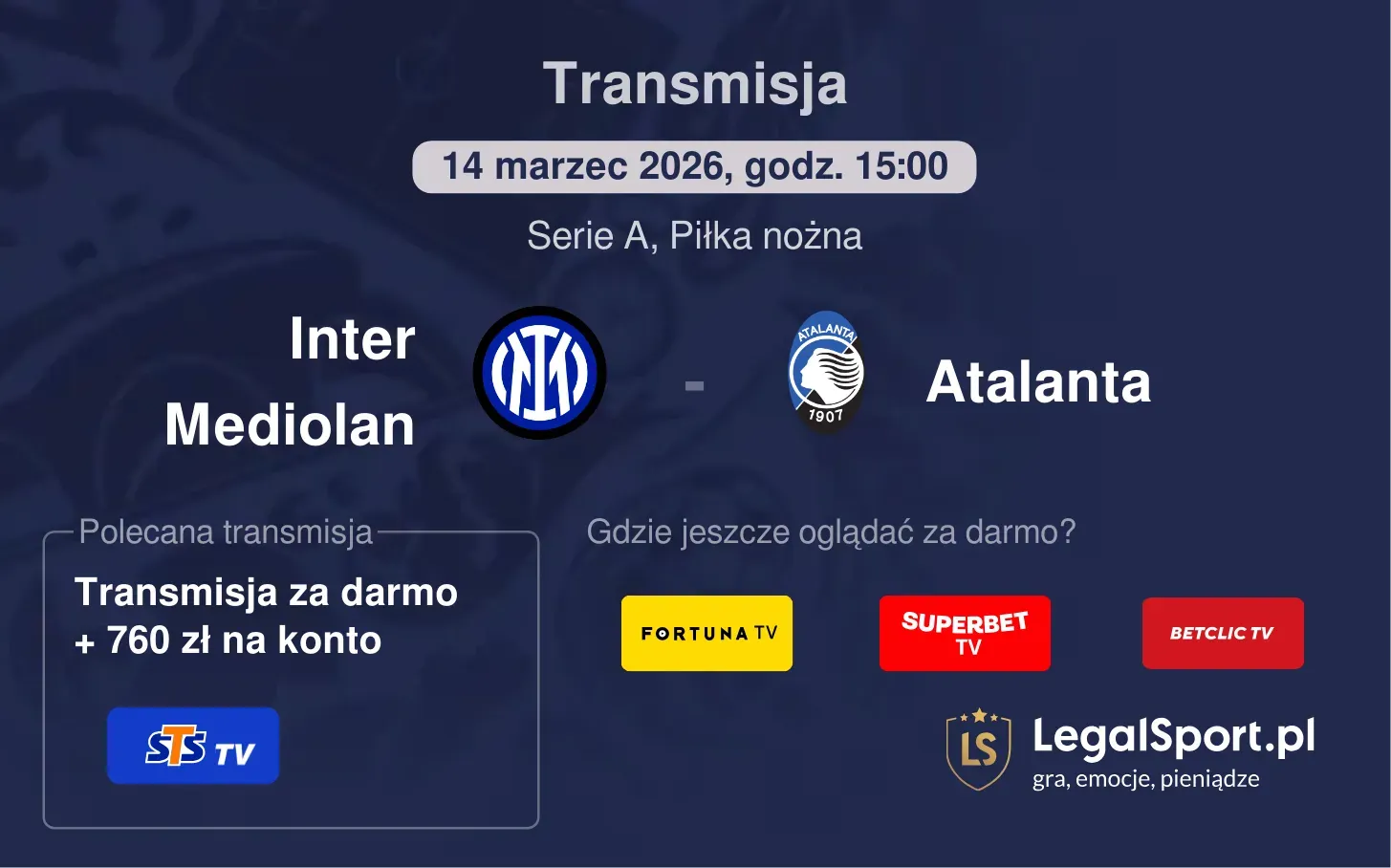 Inter Mediolan - Atalanta Transmisje