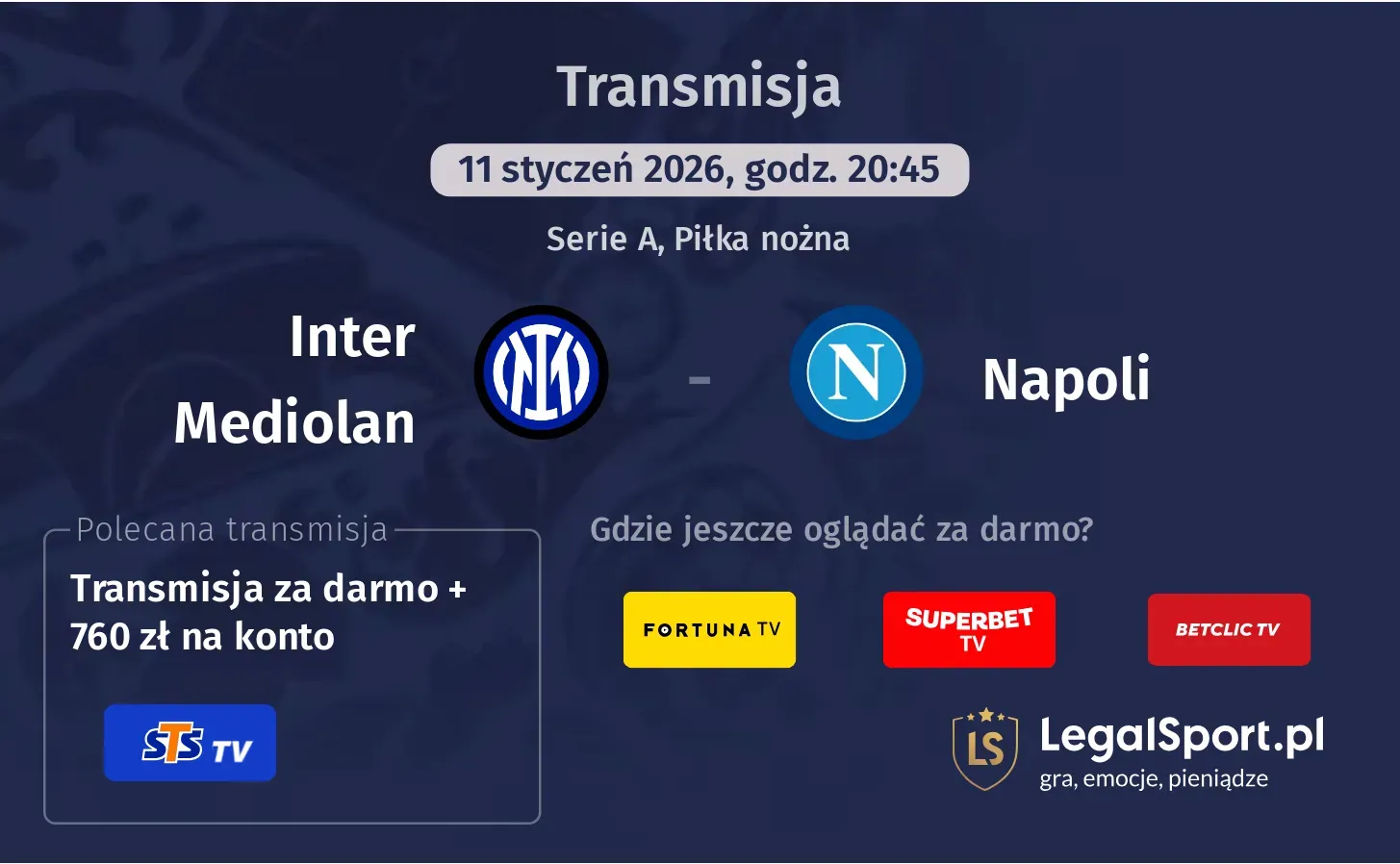 Inter Mediolan - Napoli Transmisje