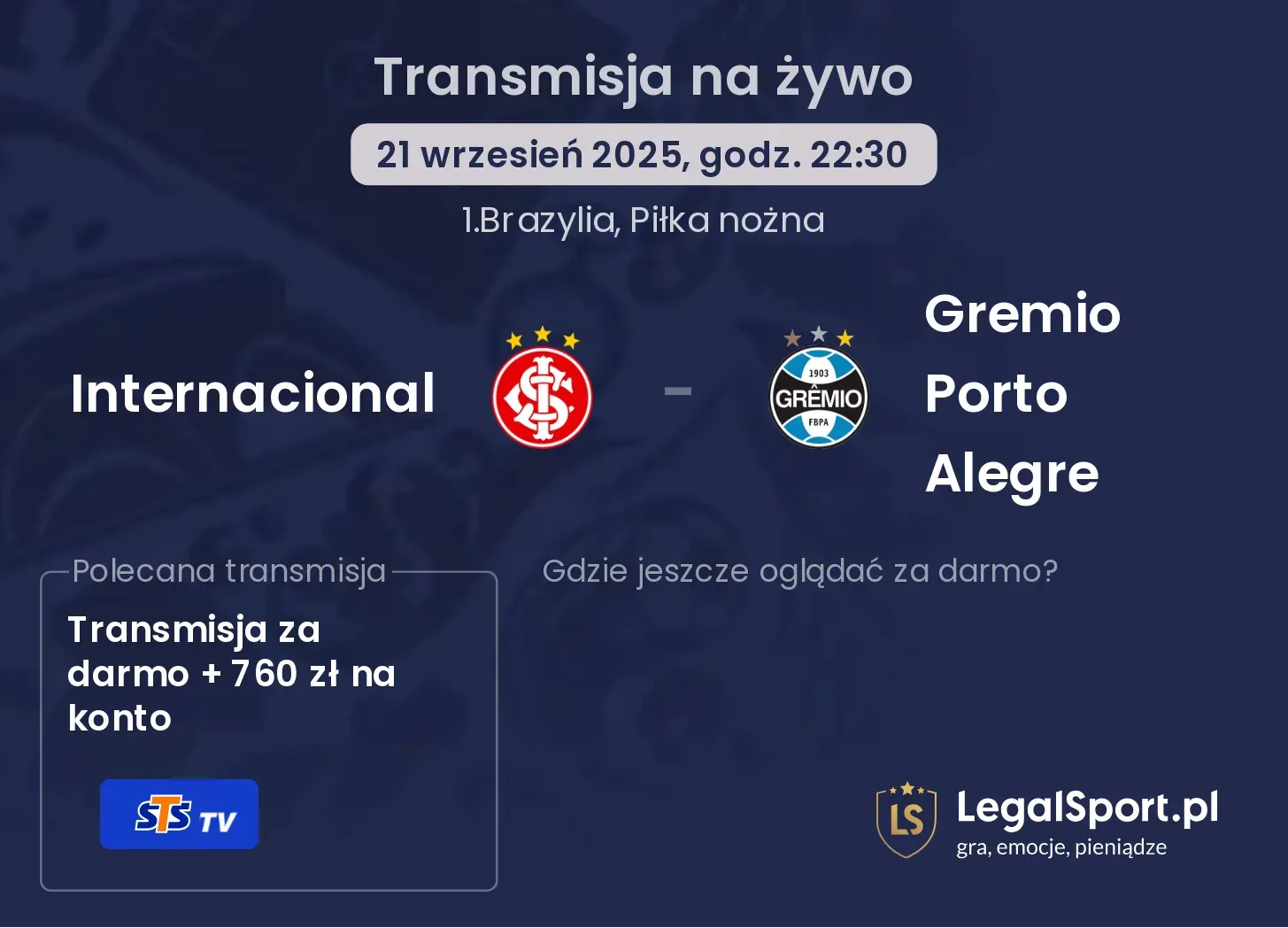 Internacional - Gremio Porto Alegre gdzie oglądać?