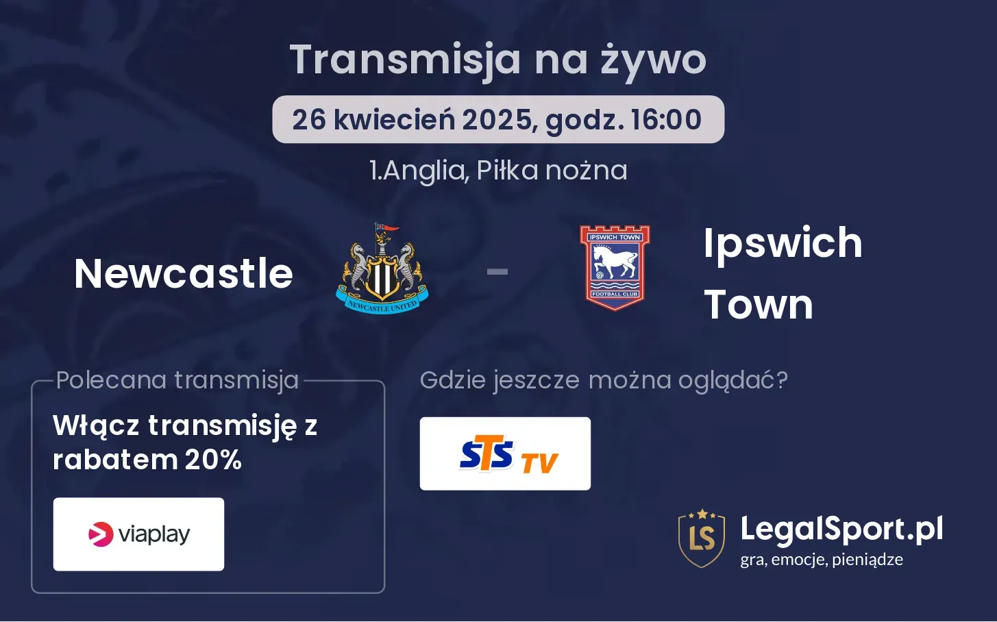 Newcastle - Ipswich Town gdzie oglądać?