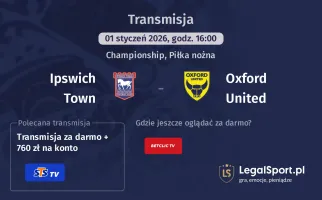 Ipswich Town - Oxford United gdzie oglądać? (01.01)