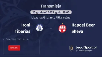 Ironi Tiberias - Hapoel Beer Sheva gdzie oglądać (20.12.2025)