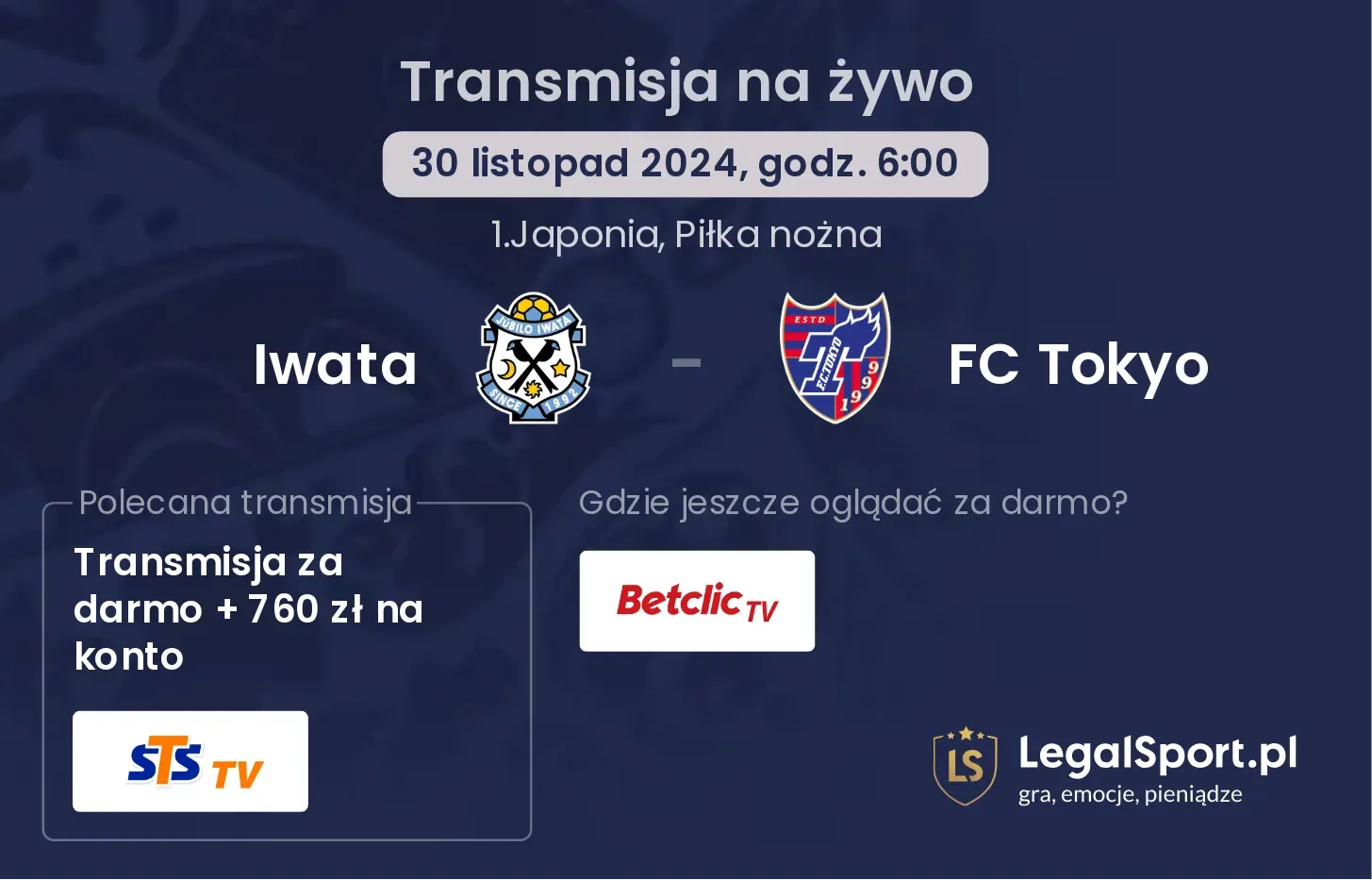 Iwata - FC Tokyo gdzie oglądać?