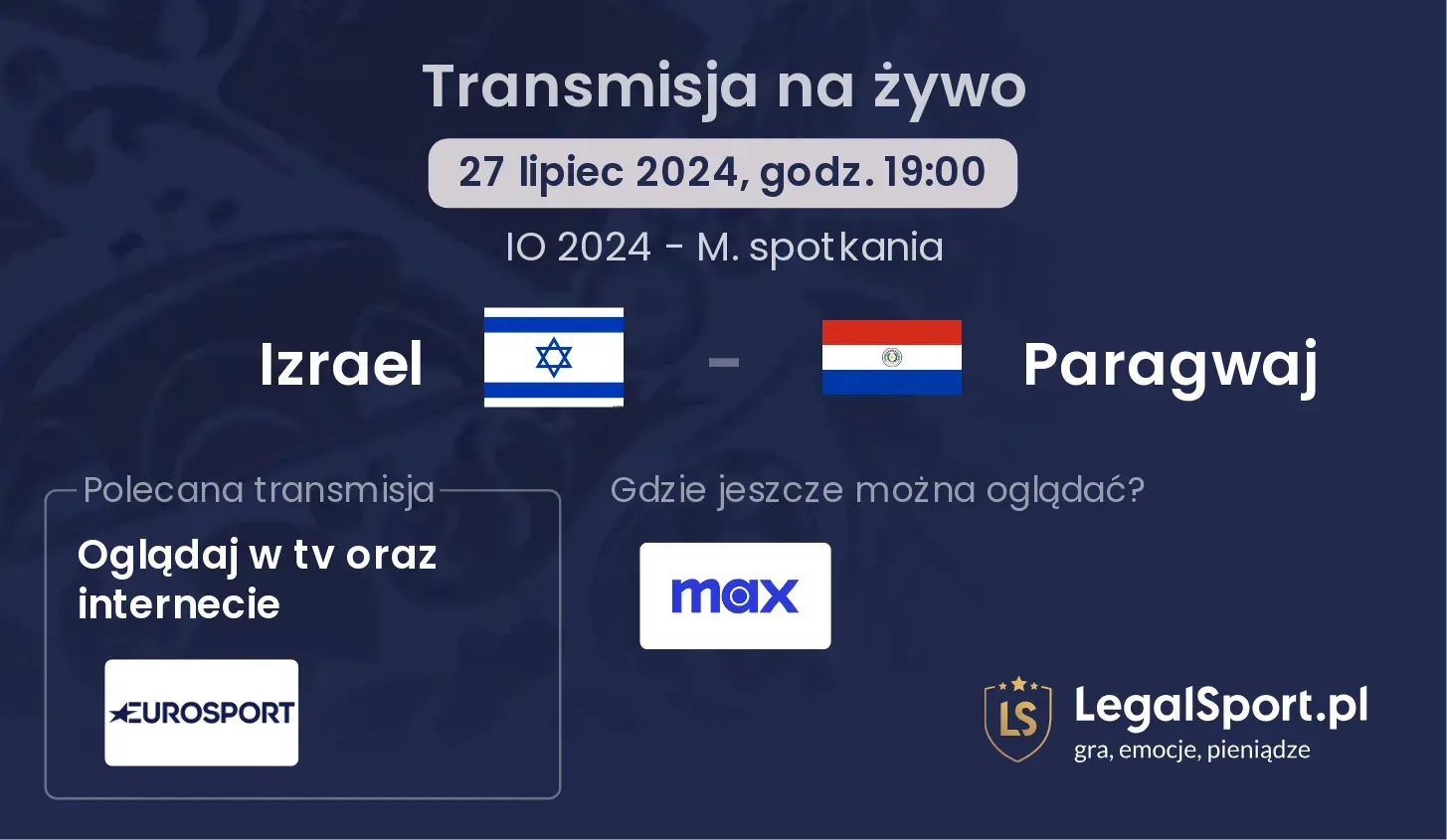 Izrael - Paragwaj gdzie oglądać? (27.07, godz. 19:00)