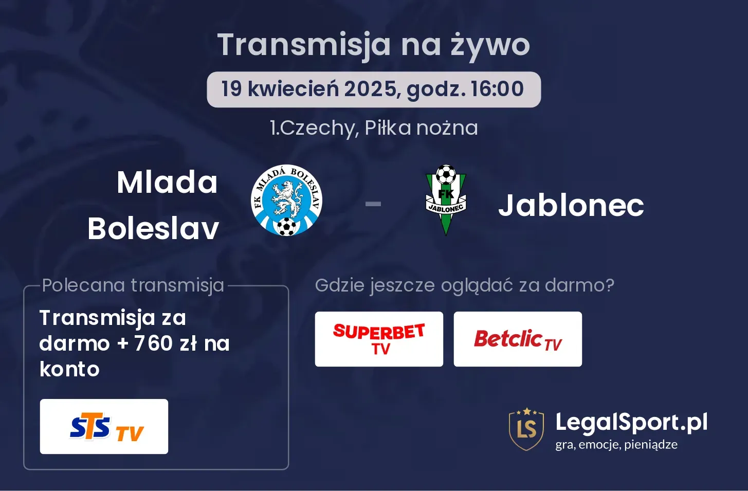 Mlada Boleslav  - Jablonec gdzie oglądać transmisję?