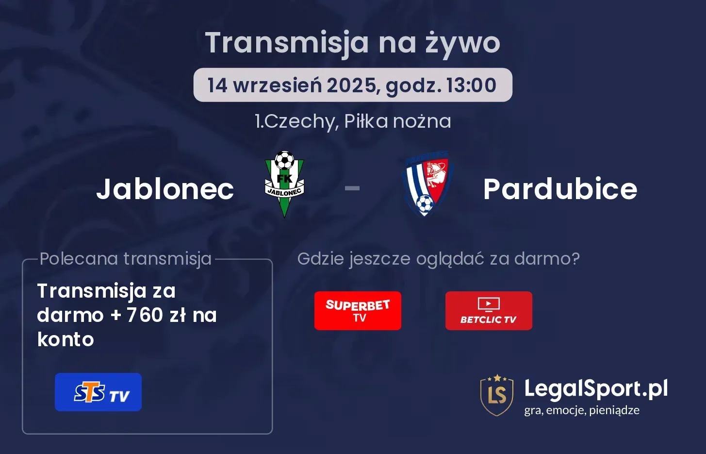 Jablonec - Pardubice gdzie oglądać?