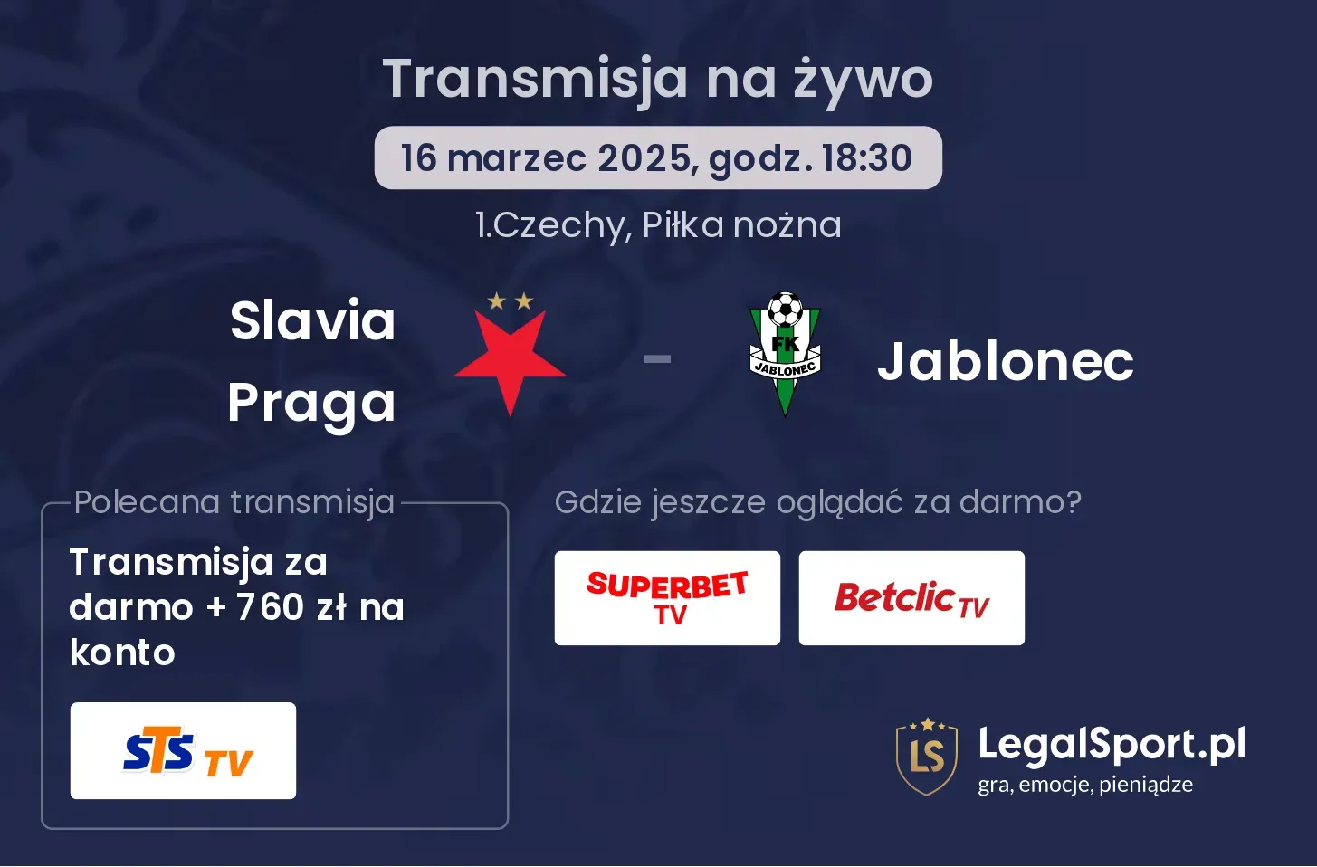 Slavia Praga - Jablonec gdzie oglądać?