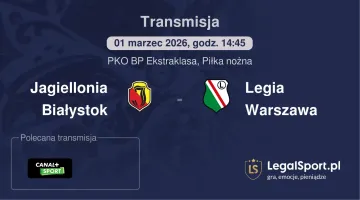 Jagiellonia Białystok - Legia Warszawa gdzie oglądać (01.03.2026)
