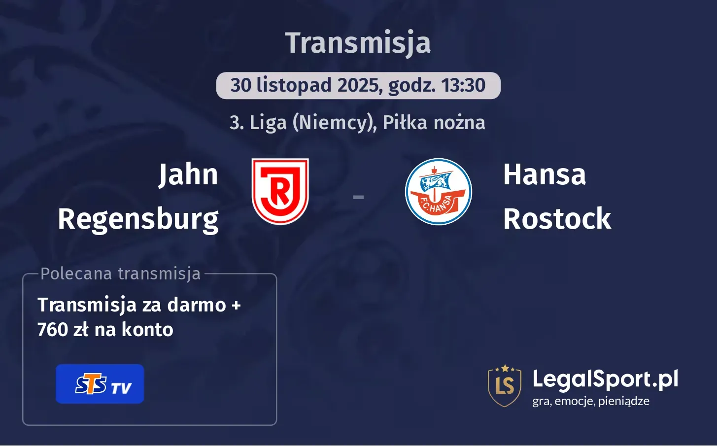 Jahn Regensburg - Hansa Rostock Transmisje
