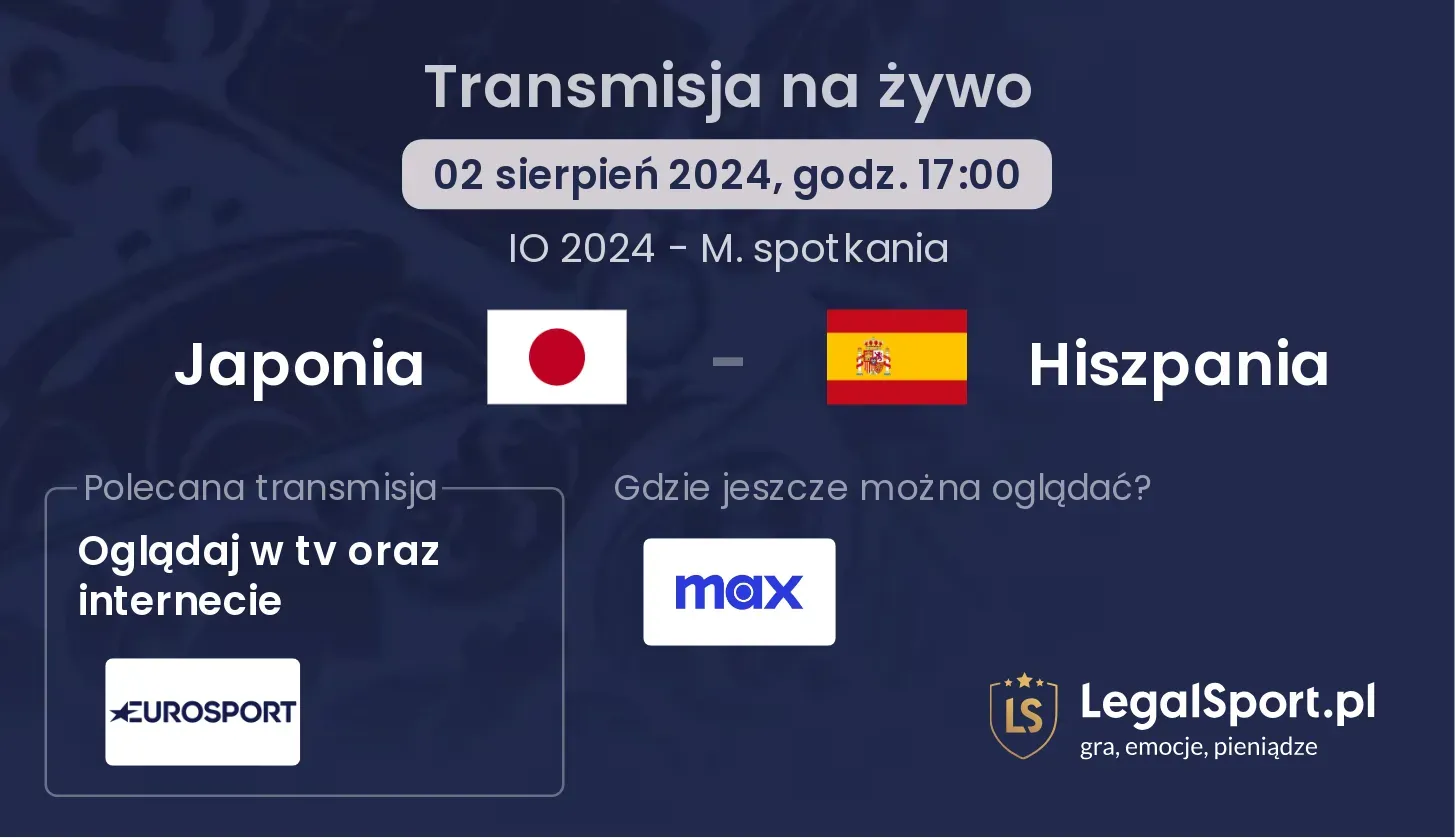 Japonia - Hiszpania gdzie oglądać? (02.08, godz. 17:00)