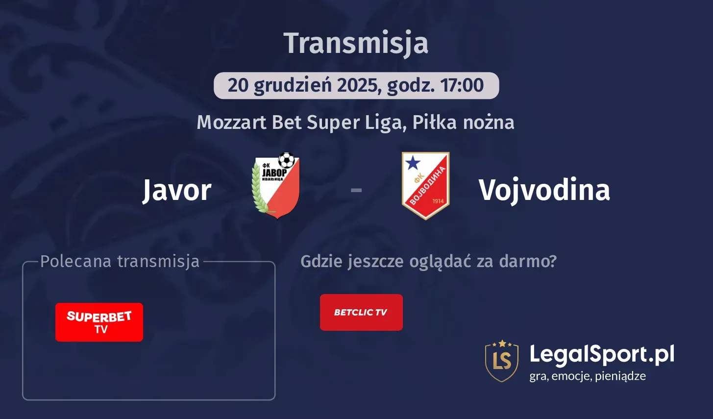 Javor - Vojvodina Transmisje