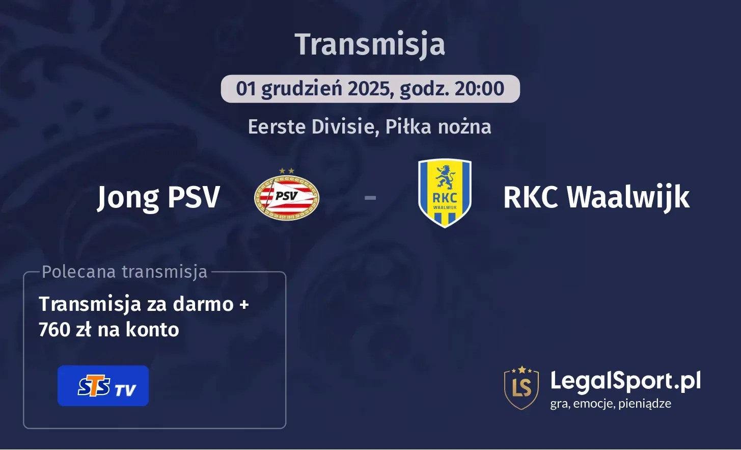 Jong PSV - RKC Waalwijk Transmisje