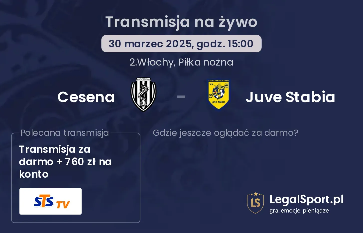 Cesena - Juve Stabia gdzie oglądać?
