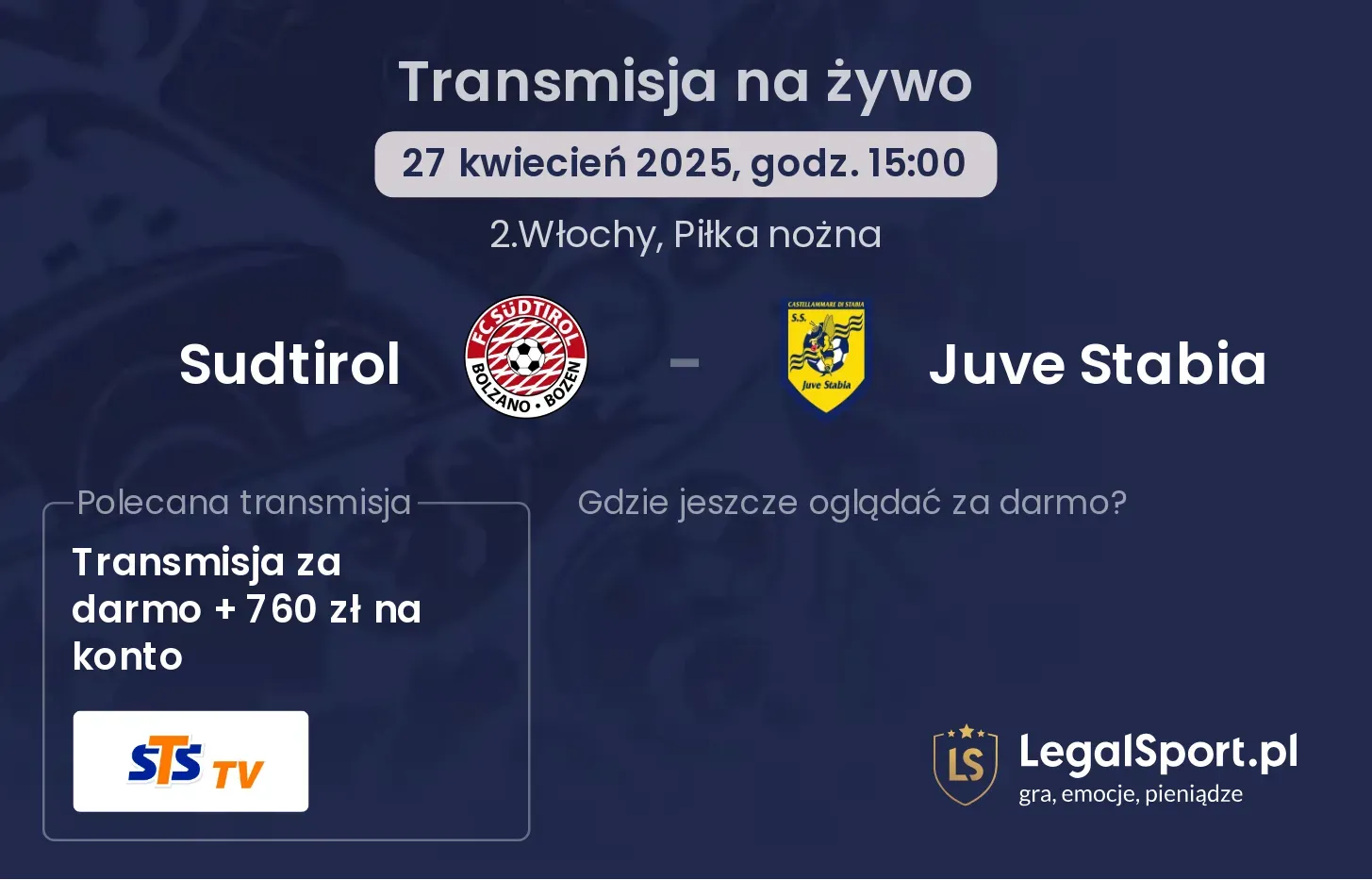 Sudtirol - Juve Stabia gdzie oglądać?