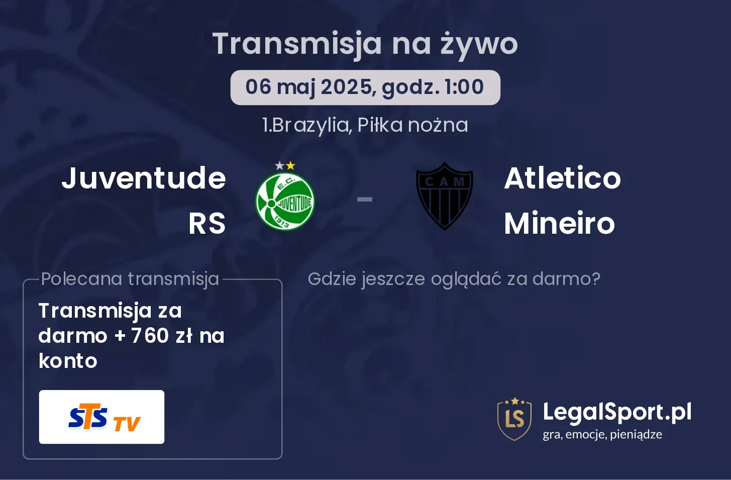 Juventude RS - Atletico Mineiro gdzie oglądać?