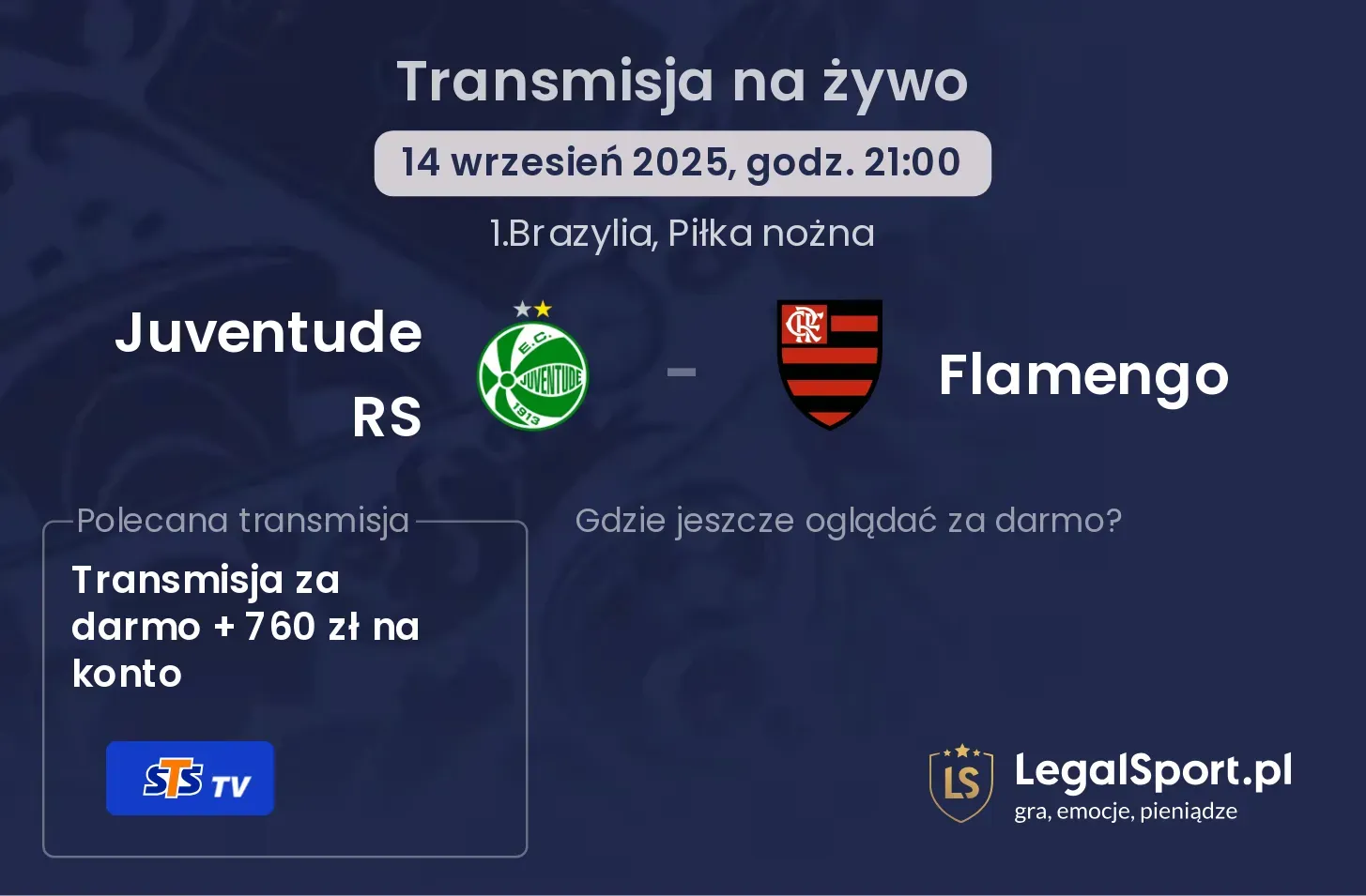 Juventude RS - Flamengo transmisja na żywo