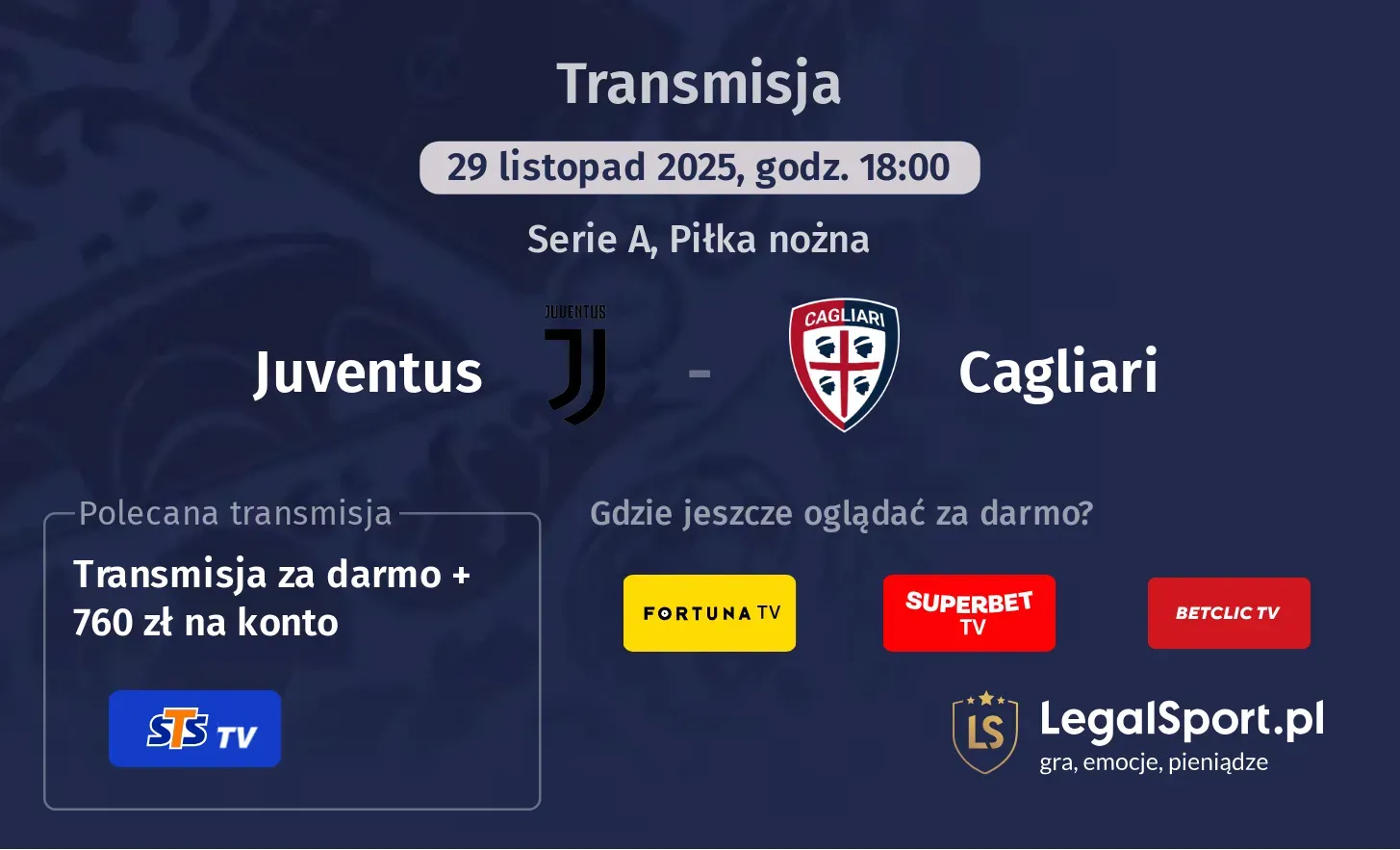 Juventus - Cagliari Transmisje