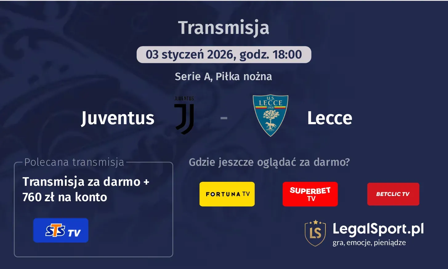 Juventus - Lecce Transmisje