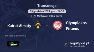 Kairat Almaty - Olympiakos Piraeus gdzie oglądać? (09.12)