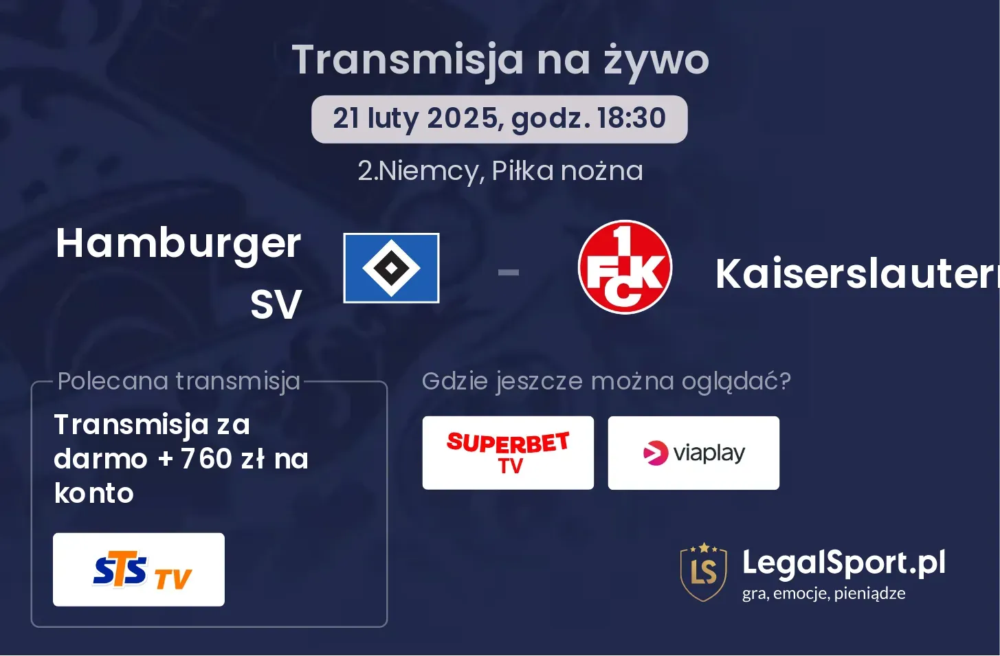 Hamburger SV - Kaiserslautern gdzie oglądać?