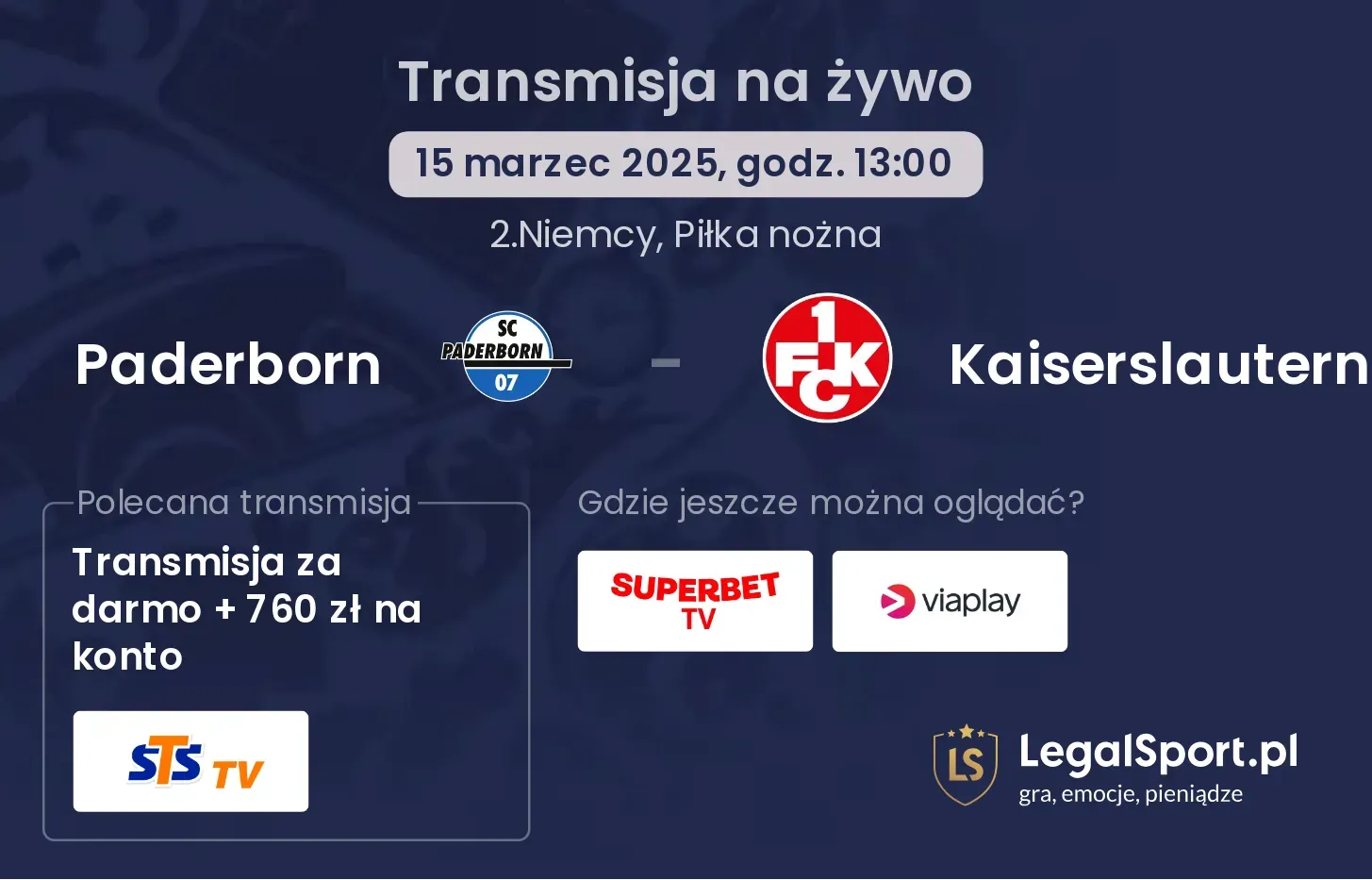 Paderborn - Kaiserslautern gdzie oglądać?