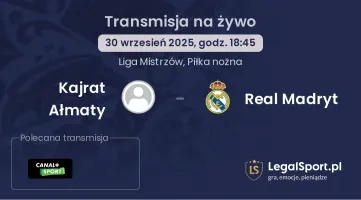 Kajrat Ałmaty - Real Madryt gdzie oglądać?