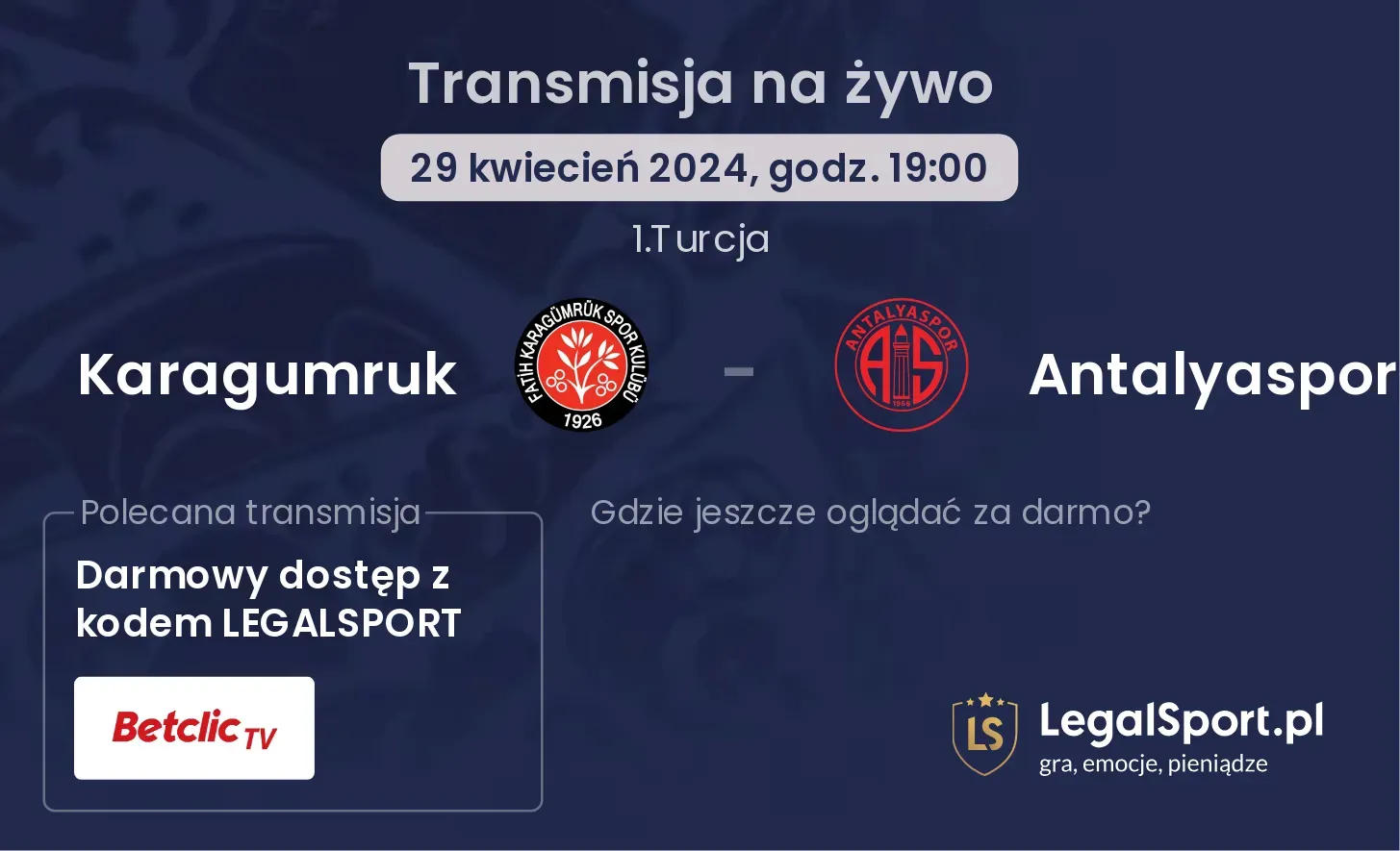 Karagumruk - Antalyaspor transmisja na żywo
