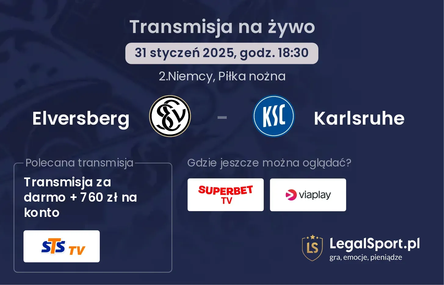 Elversberg - Karlsruhe gdzie oglądać?
