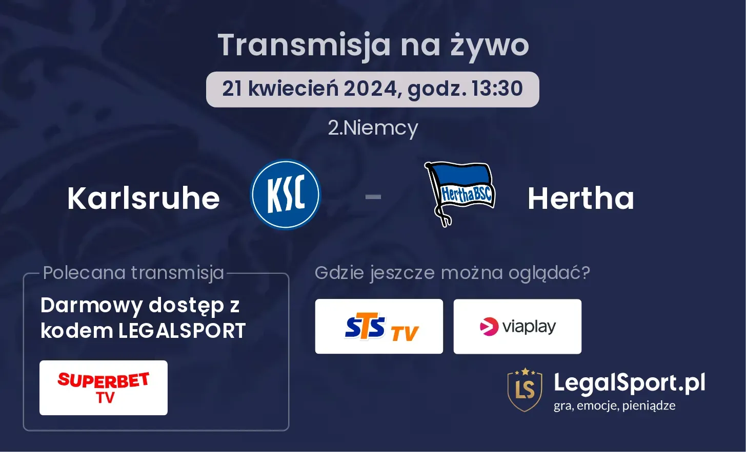 Karlsruhe - Hertha transmisja na żywo