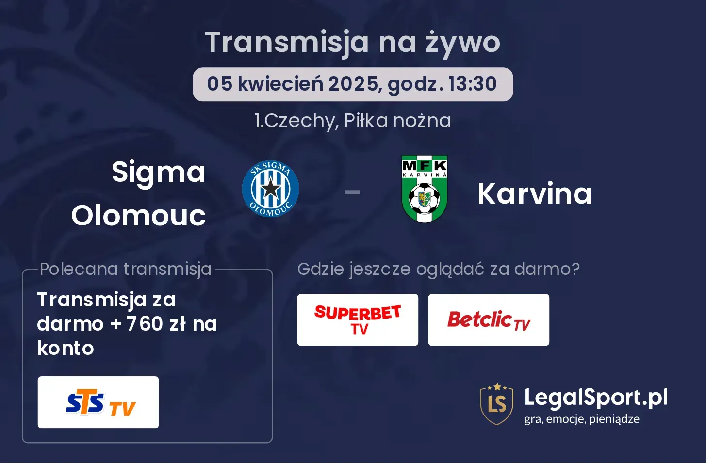 Sigma Olomouc - Karvina gdzie oglądać?