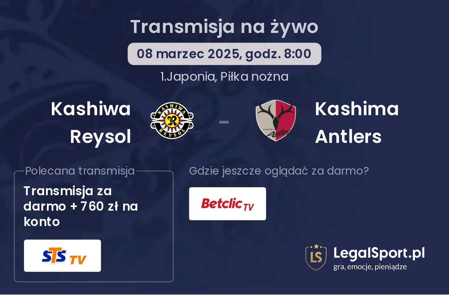 Kashiwa Reysol - Kashima Antlers gdzie oglądać transmisję?