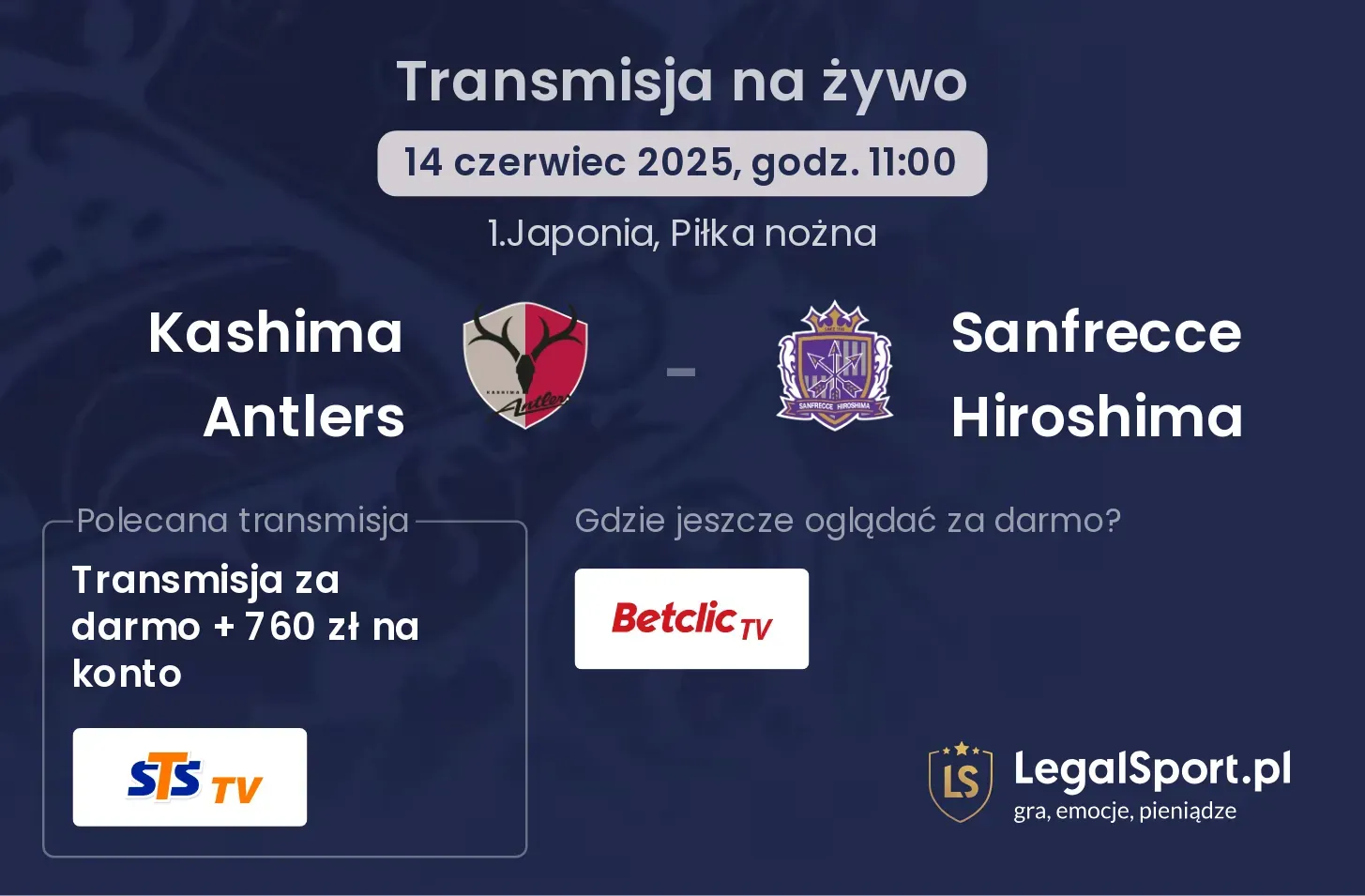 Kashima Antlers - Sanfrecce Hiroshima gdzie oglądać?