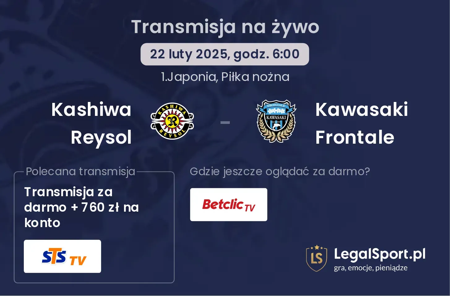 Kashiwa Reysol - Kawasaki Frontale gdzie oglądać?