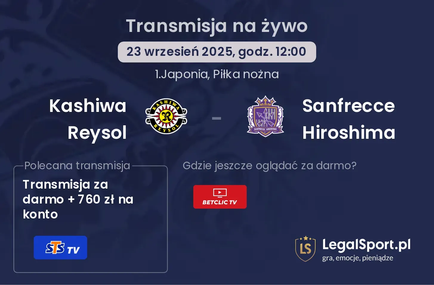 Kashiwa Reysol - Sanfrecce Hiroshima gdzie oglądać?
