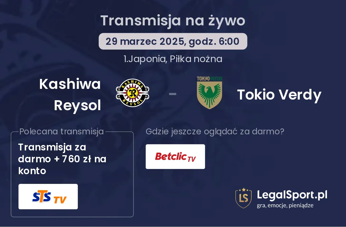 Kashiwa Reysol - Tokio Verdy gdzie oglądać?