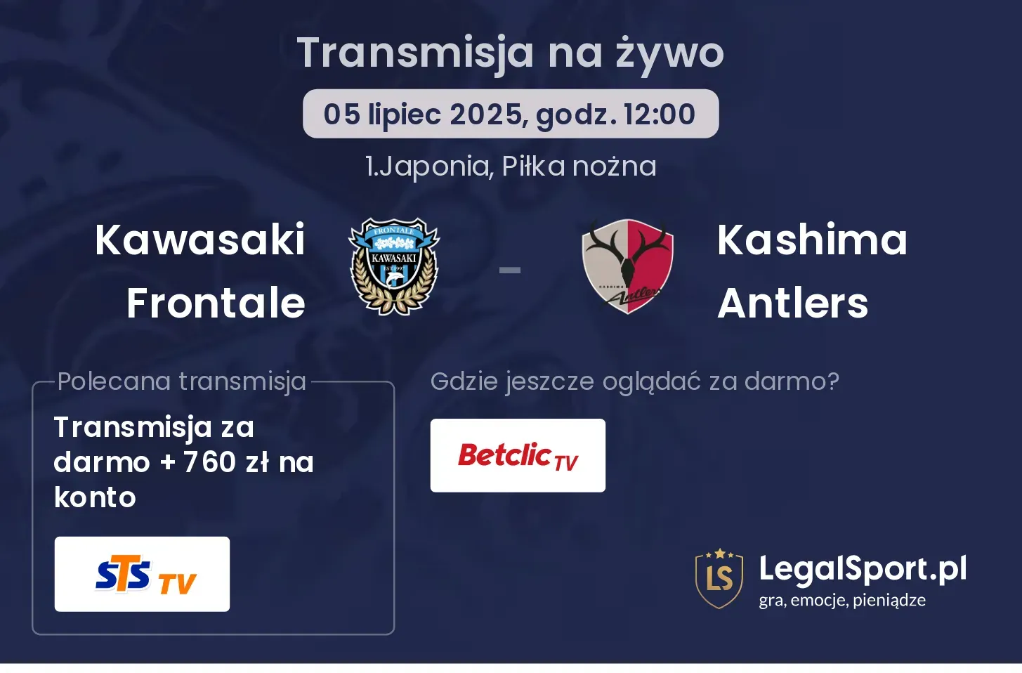Kashima Antlers - Kawasaki Frontale gdzie oglądać?